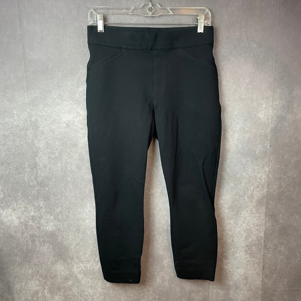 Spanx The Perfect Pant Womens Medium Petite Slim Straight Solid Black Pull On‎